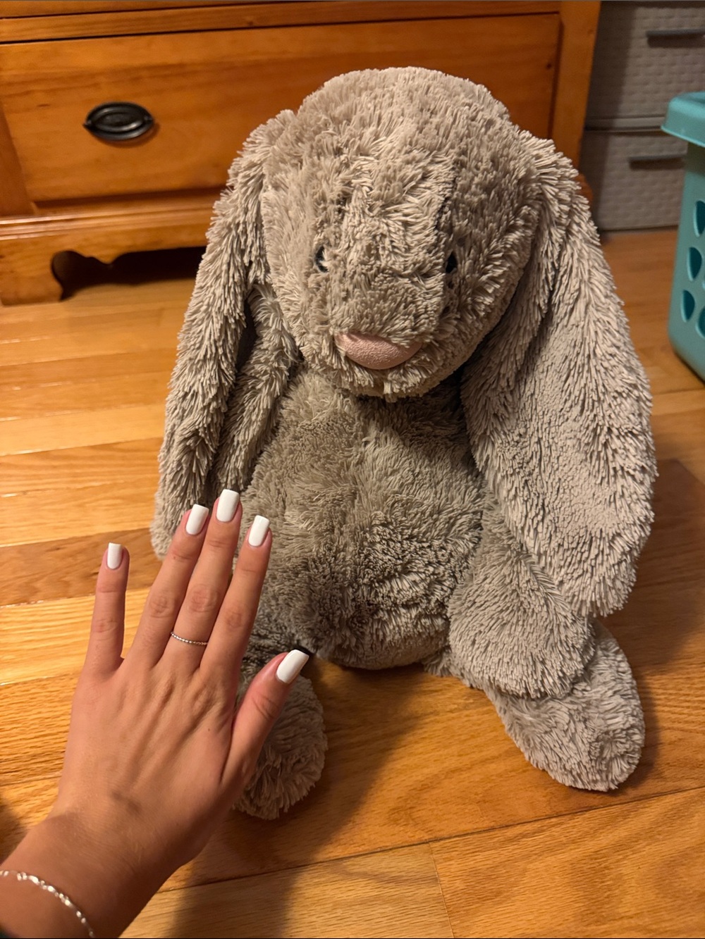 Jellycat Plush Long-Eared Bunny in Light Taupe with Cream Tail - Picture 5 of 6